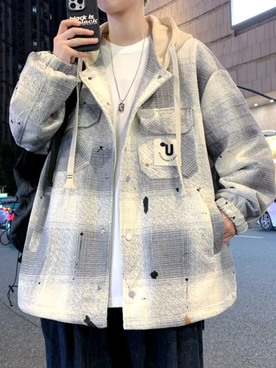 

Мужская куртка большого размера, модная, с капюшоном, повседневная, для подростков, весна-осень, стильная верхняя одежда