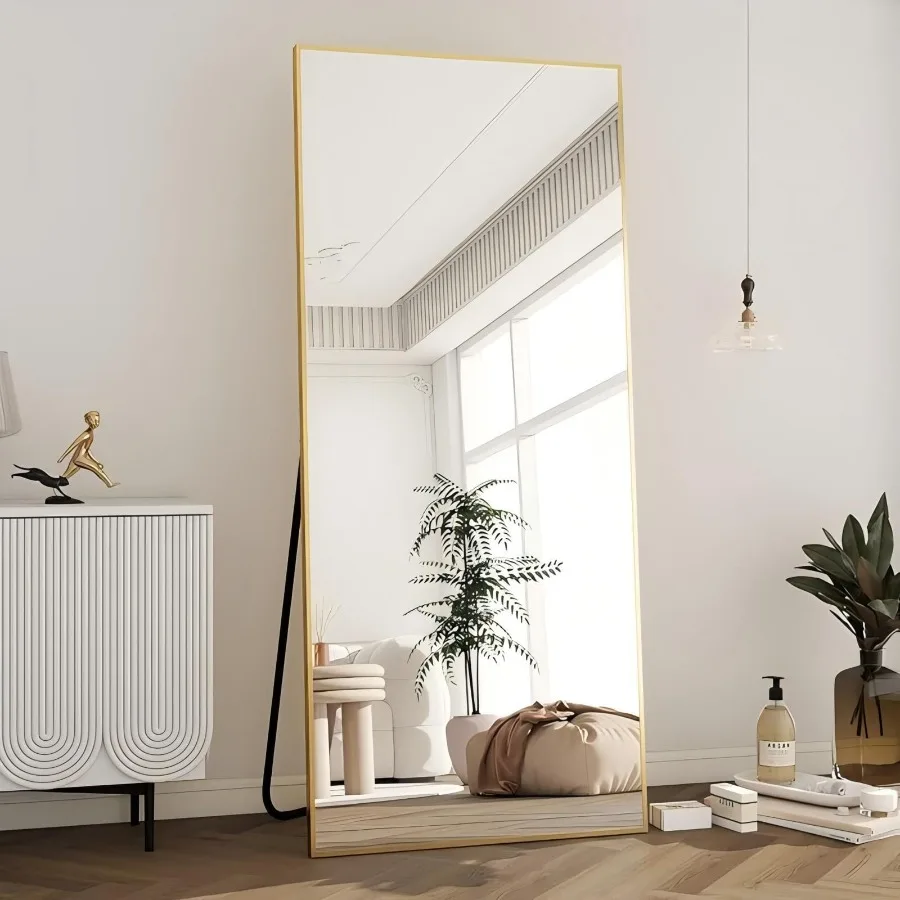 

65"x 24" Floor Mirror Full Length Mirror Bedroom Floor Body Mirror with Stand Gold