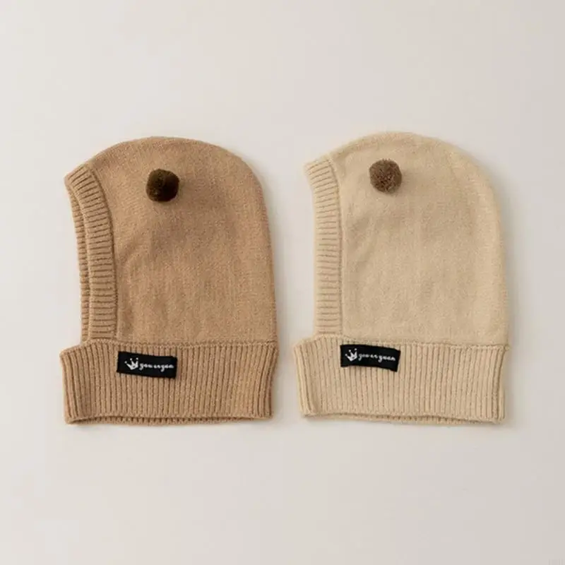 

F19F Fashionable Knit Hat Integrated Neck Warmer Scarf Bonnet Hat for Baby Toddler