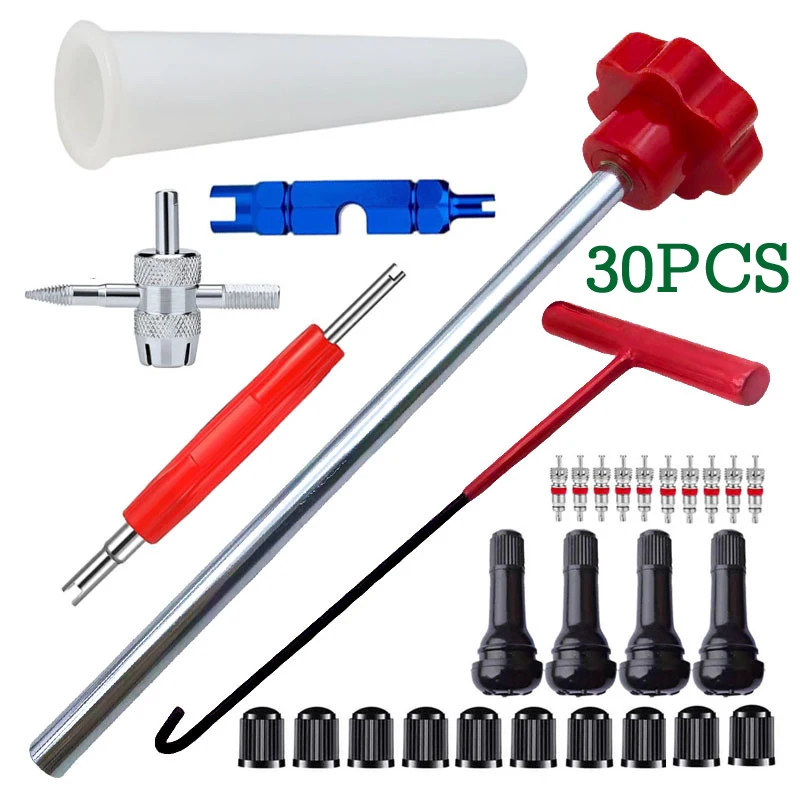 

Набор инструментов для снятия шин (30/23/7 предметов): металлический инструмент для установки шин, съемник колес, T-образный крюк, сменные насадки для мотоциклов и автомобилей