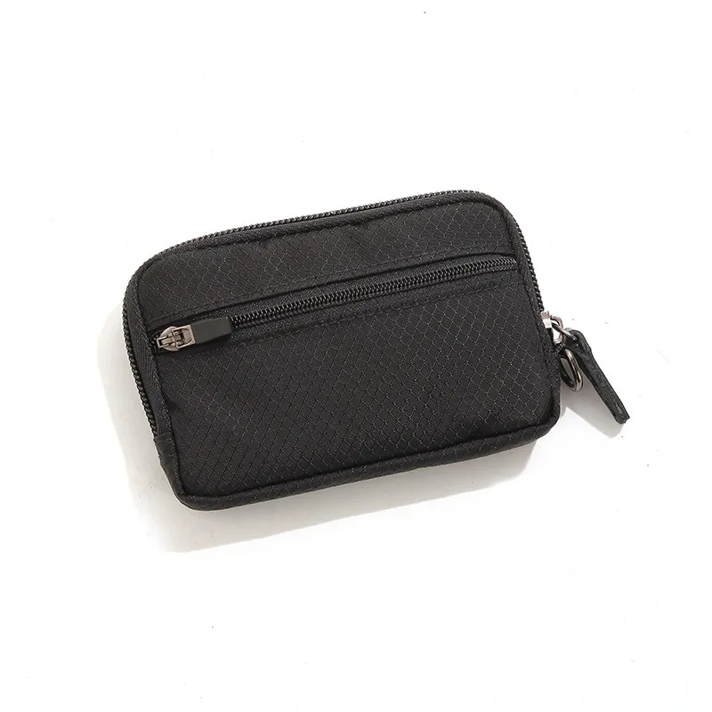 Men's Nylon Coin Pouch - Waterproof Mini Wallet with Quilted Design, Compact Handheld Bag for Outdoor & Daily Essentials