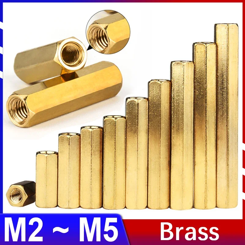 

Brass Hexagonal Hollow Pillar Double-pass Hex Female Thread Bracket Column Female PCB Motherboard Gasket Nut M2 M2.5 M3 M4 M5