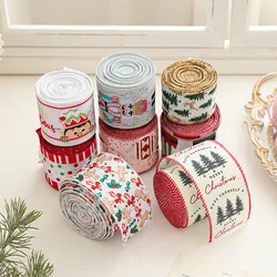 2m Christmas Ribbon Printed Pattern for Handmade Bow Xmas Tree Pandent New Year Navidad Decor DIY Craft Gift Packing