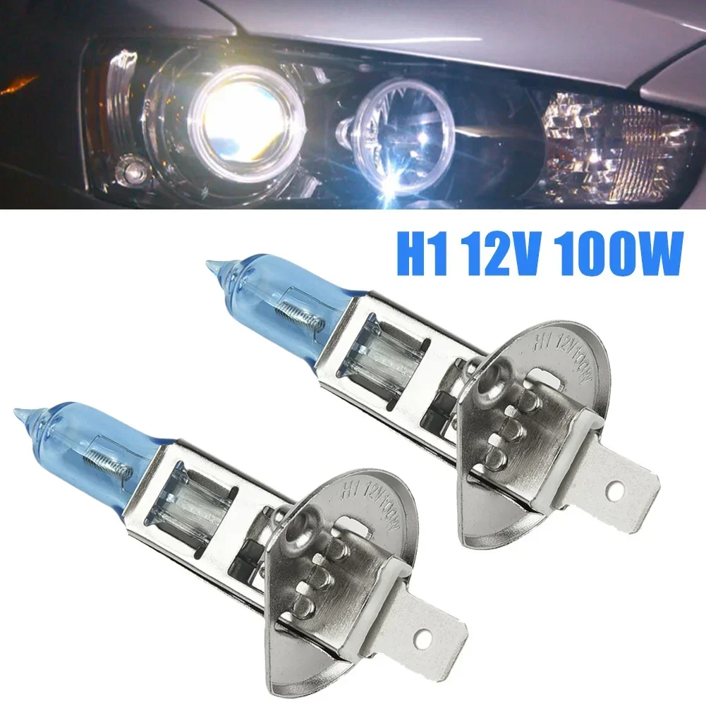 2pcs H1 Car Head Light Halogen Bulb Ultra High Brightness Super White Light H1 12V 100W Car Day Running Lamp