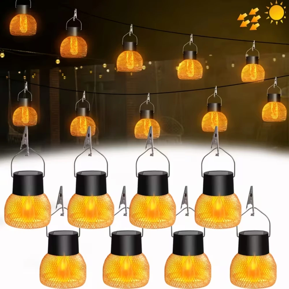 

Светодиодный солнечный свет, уличный водонепроницаемый солнечный подвесной фонарь с эффектом пламени, лампа для патио, сада, двора, рождественские декоративные светильники