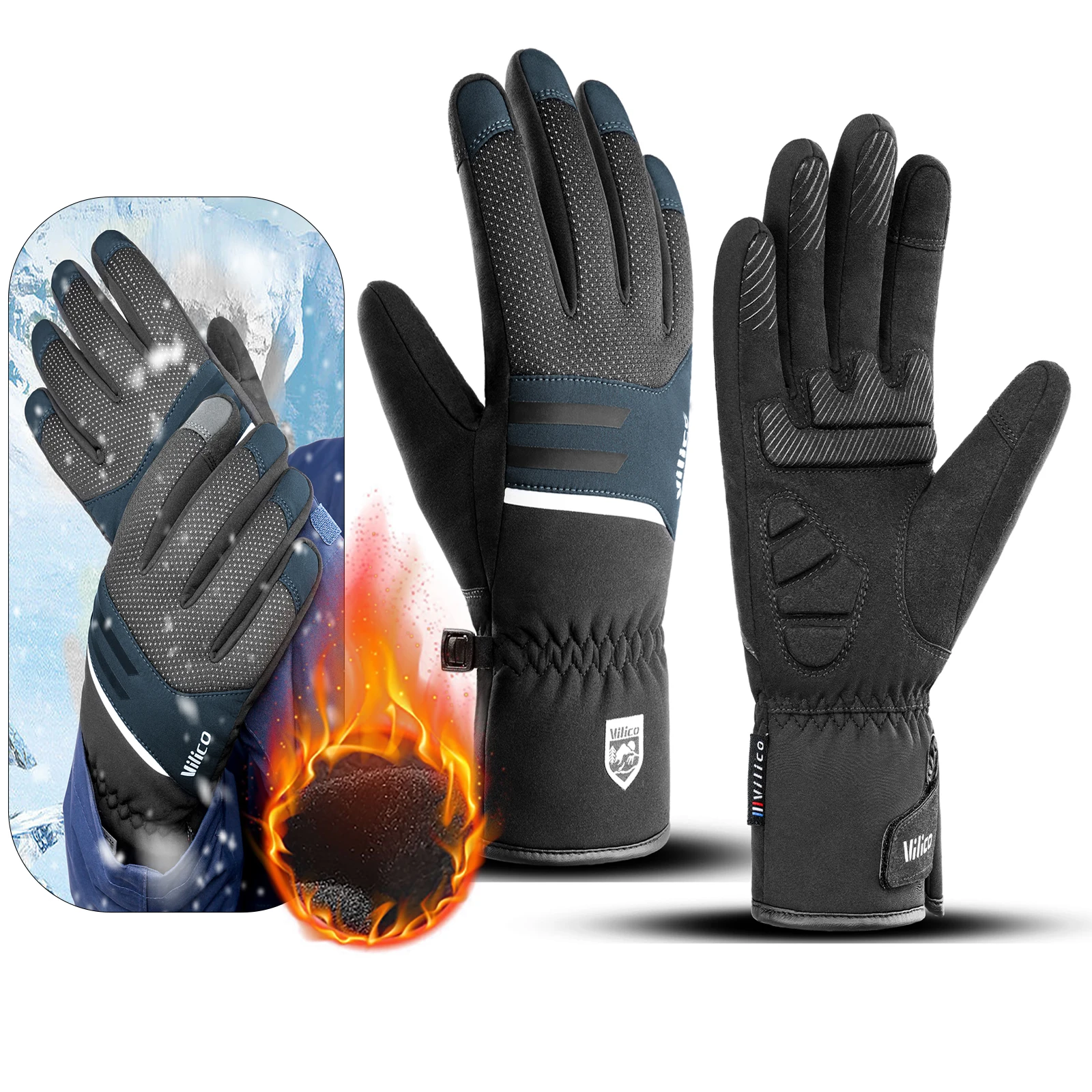 

Ski Winter Outdoor Sports Cycling Durable Velvet Warm Touch Screen Waterproof Windproof Anti-slip Cold Waterproof Ski Gloves