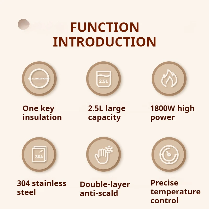 Neuer elektrischer Wasserkocher aus Edelstahl 304 mit großer Kapazität für den Heimgebrauch, automatischer Abschaltung und Isolierung