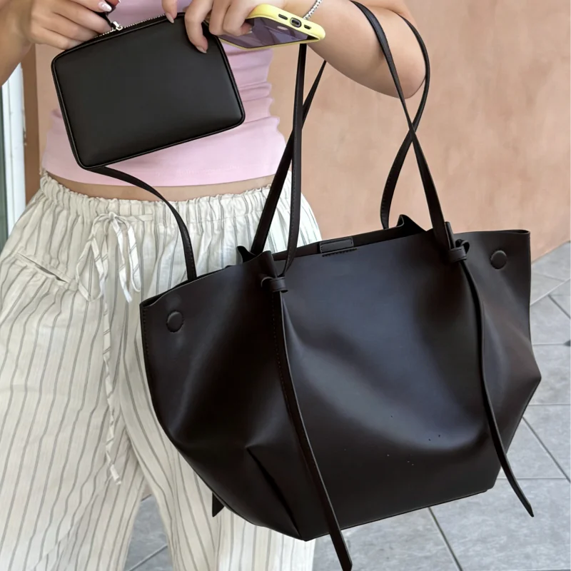 

French-style Tote Bag Fashion Brand Design Shoulder Bag Simple Luxury Wings Bag With Small Bag High-end Commuter Women's Handbag