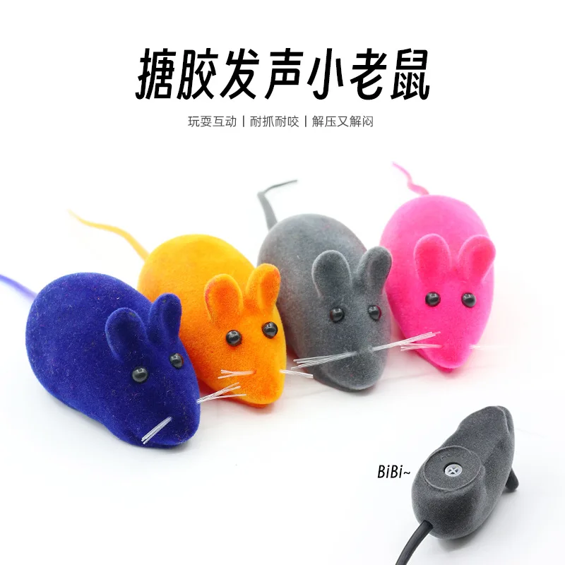 

Cat Toy Vinyl Flocking Interactive Sound Mouse Fun Realistic Fur Pet Supplies