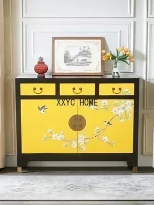 

Vintage Sideboard Cabinet Painted All Solid Wood Storage Cabinet Cupboard Distressed Furniture Decoration Cabinet
