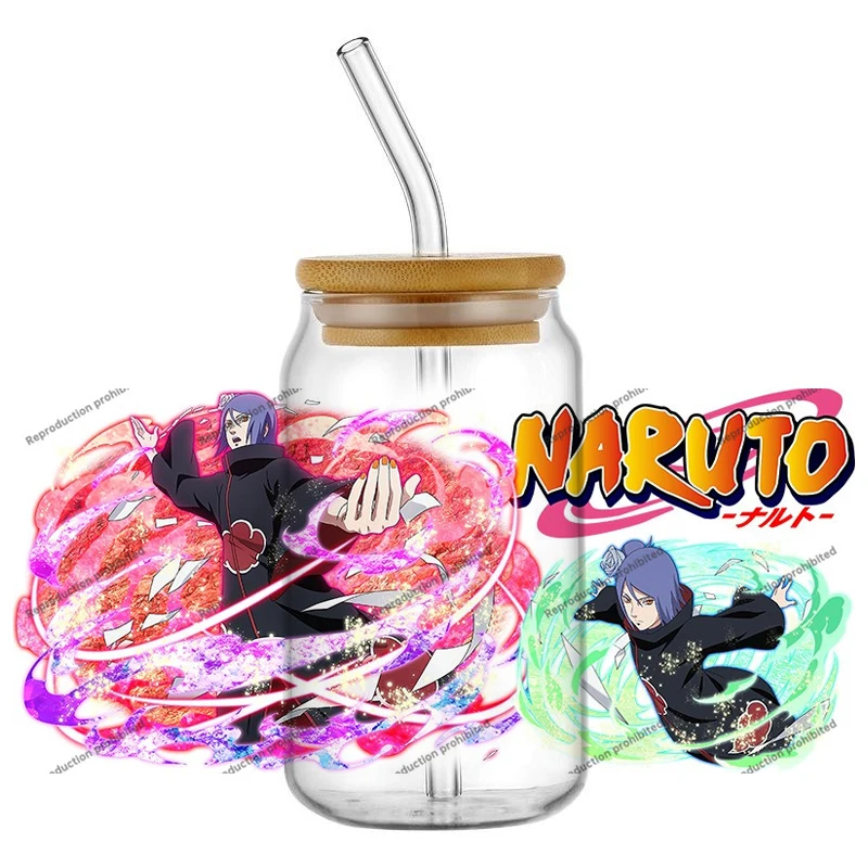Hotsale Naruto Popular Anime Akatsuki 16oz UV DTF 3D Transfer Cartoon Sticker Wrap Decals For Glass Can Cup Craft DIY Creative
