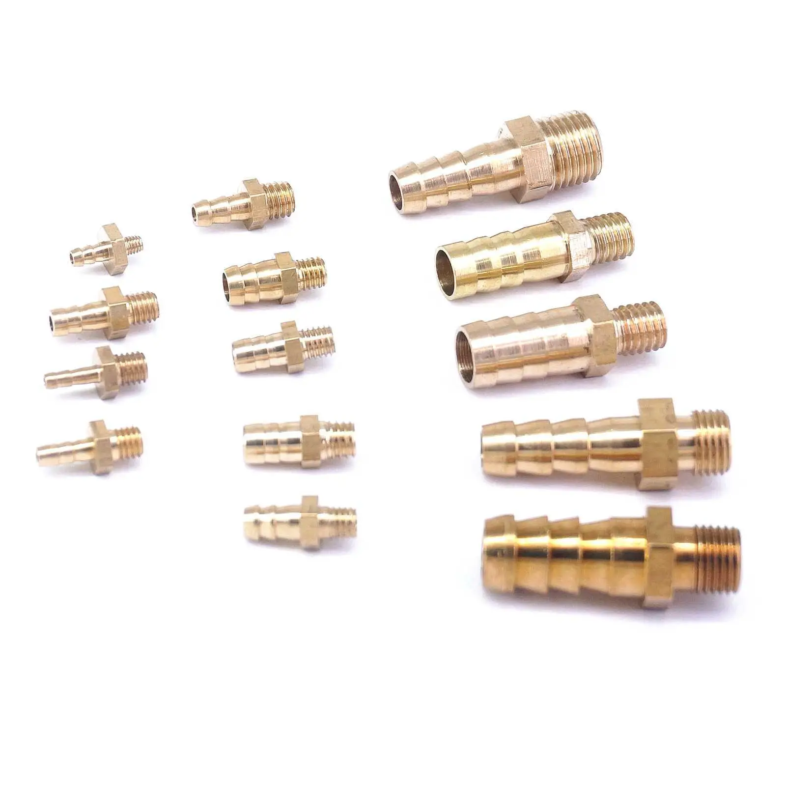 LOT 5 Hose Barb I/D 2.5mm 3mm 4mm 5mm 6mm 8mm 10mm x Metric M5 M6 M8 M10 M12 Male Thread Brass Splicer Coupler Connector Fitting