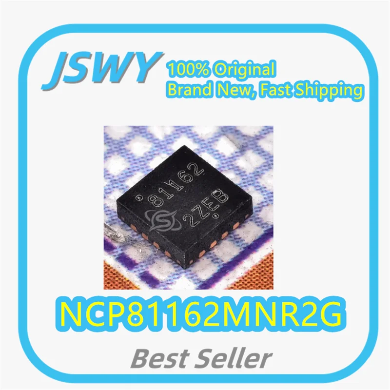 (5/50 pieces) NCP81162MNR2G Digital Current Monitor IC Chip, Silkscreen 81162 QFN-16, Brand New Original Electronics