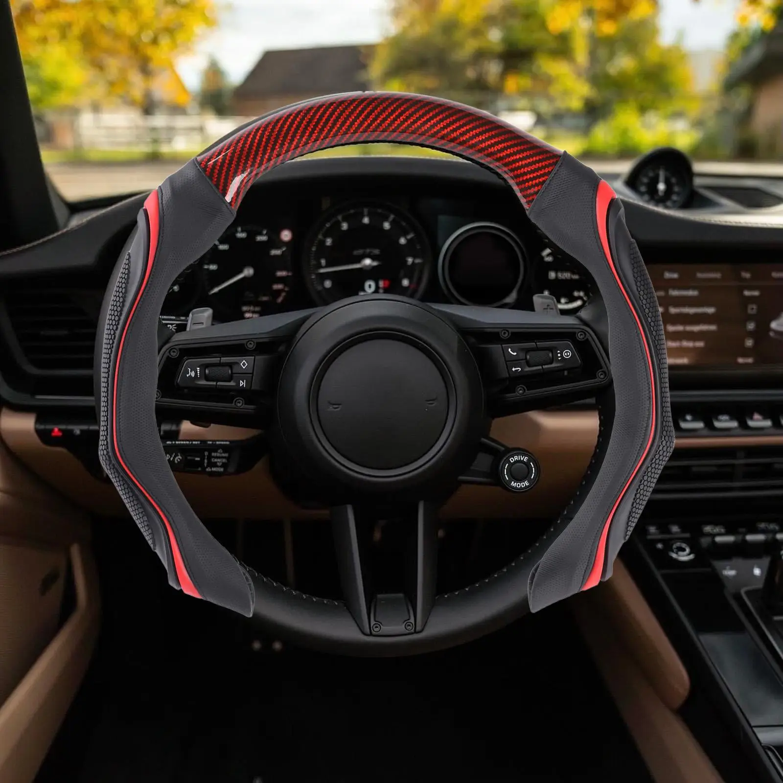 Steering Wheel Cover Men Non-Slip Sport Style Car Handle Wrap Soft Carbon Fiber Texture Steering Wheel Cover For Men Women Lady