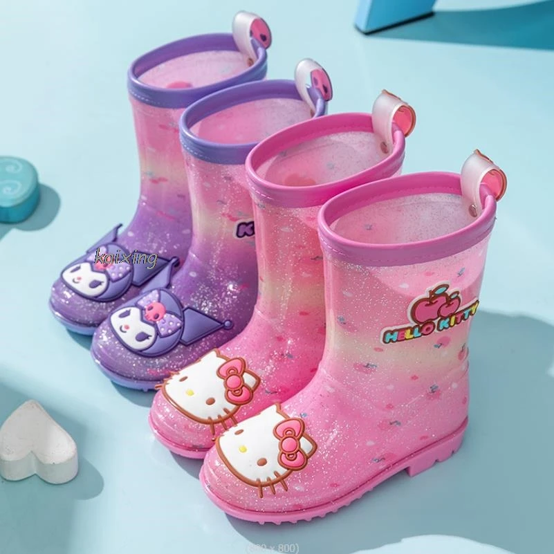 Stivali da pioggia per bambini Lovely Kuromi Melody Girls Boys stivali da pioggia stivali da pioggia antiscivolo per bambini scarpe in gomma