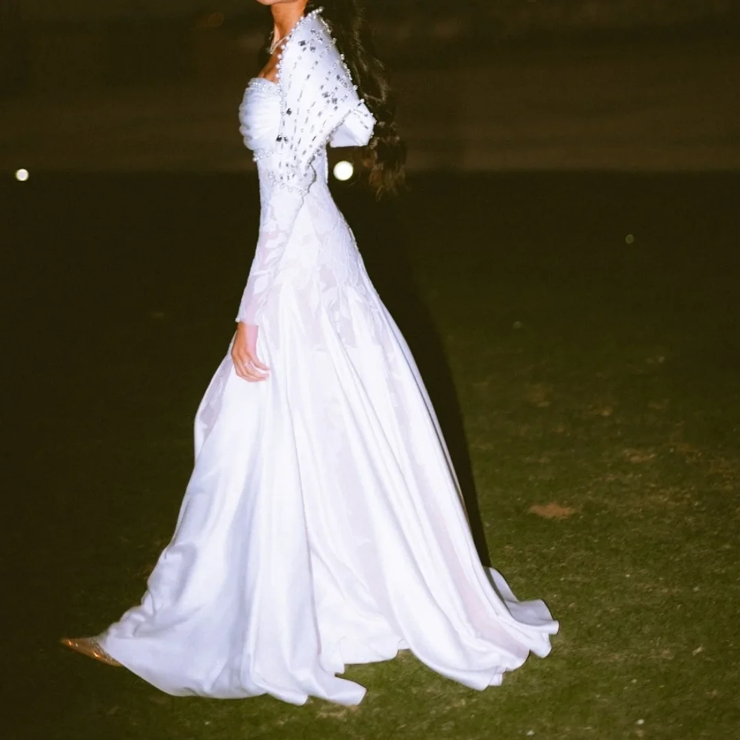 Sequins Beading Squre Crystal Pearls Mermaid Wedding Dress Removable Cape Sleeves Embroidery Lace Bridal Dresses Customized
