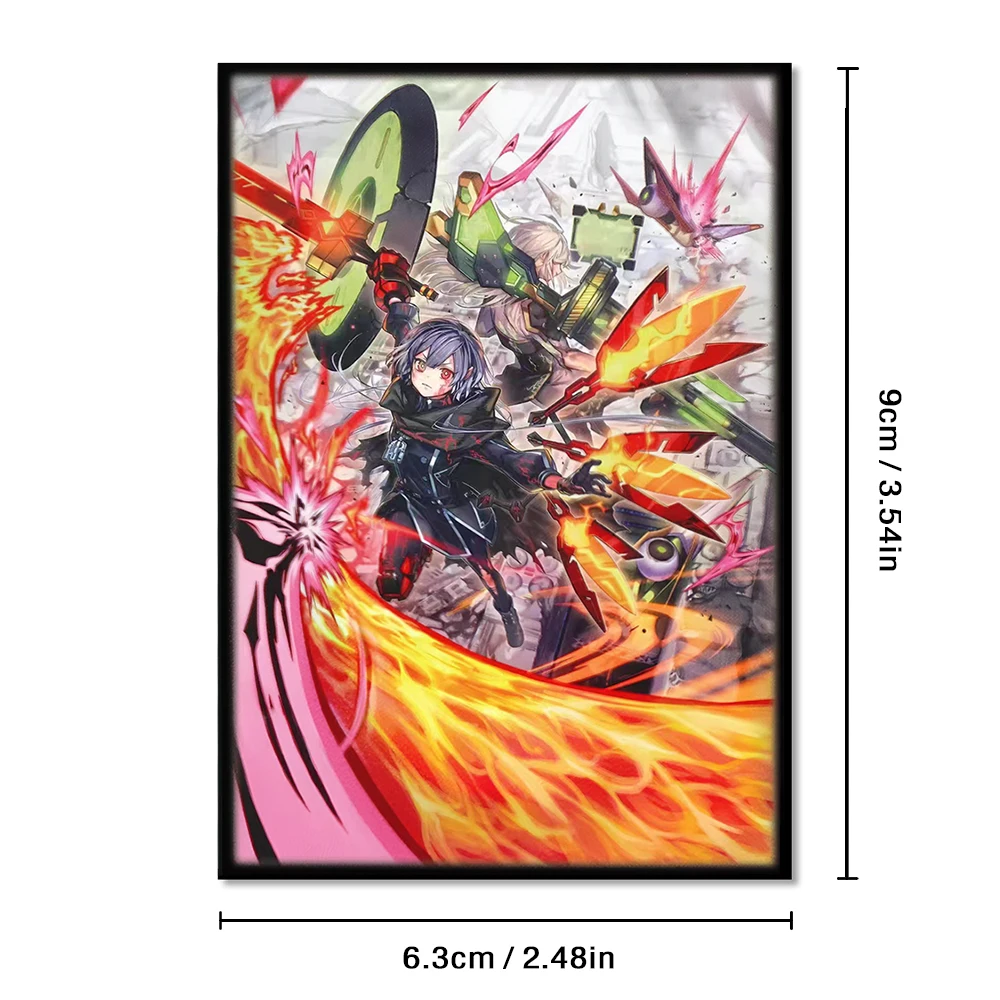 50PCS 63*90mm Flashing Anime Japanese Size Card Sleeves Anti-tear and Anti-wear Trading Card Sleeves  Compatible with YGO Cards