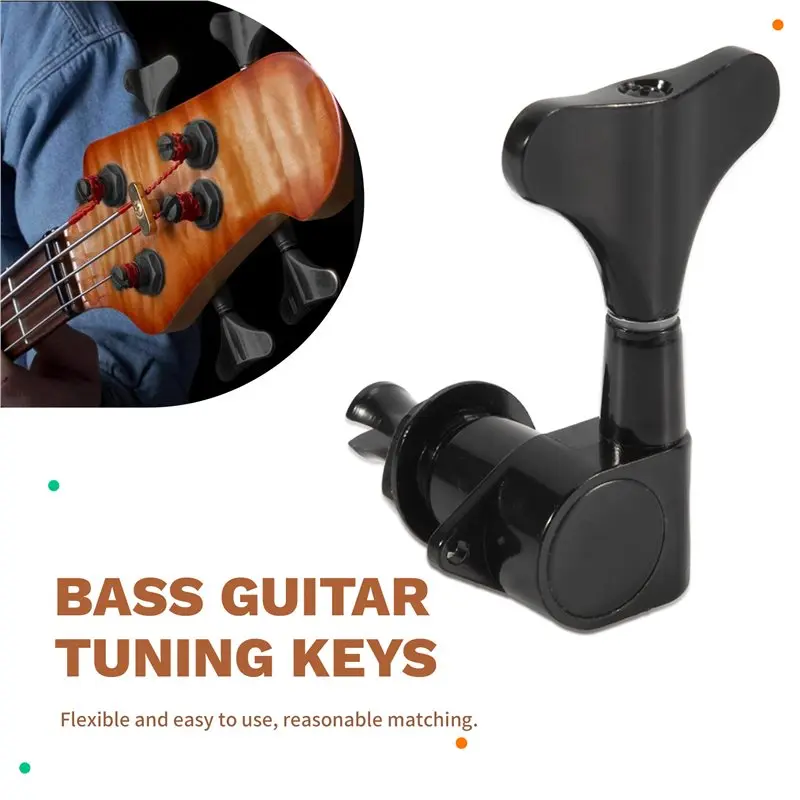 YSS-2+2 Sealed Bass Guitar Tuning Pegs Keys 2R2L Machine Head Tuners For Precision Bass And Jazz Bass, Black