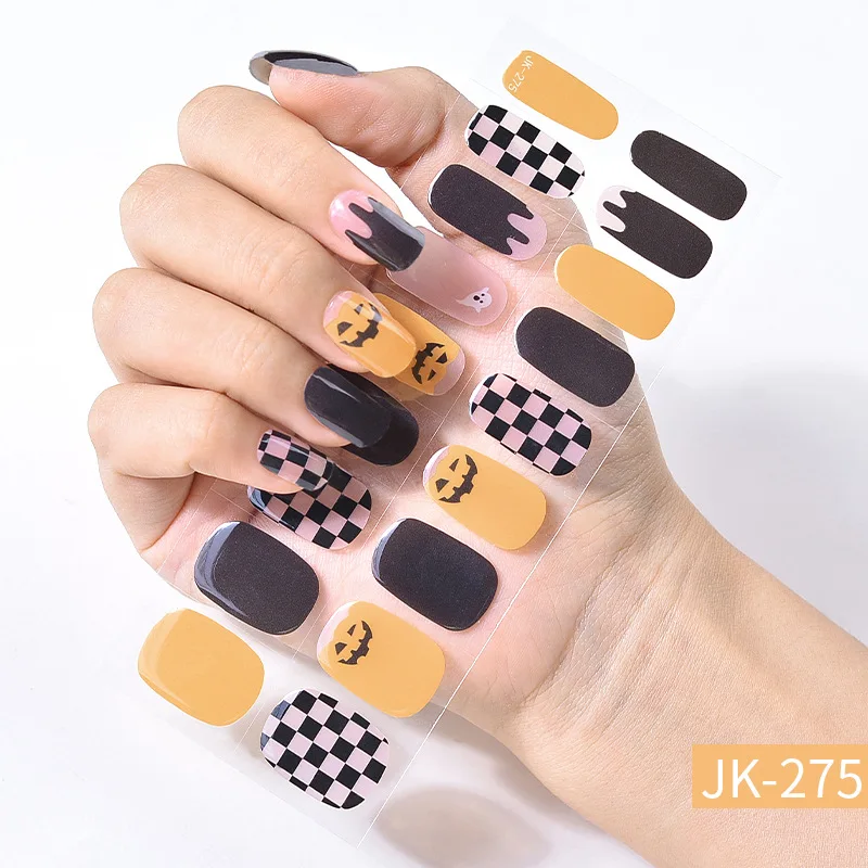 

24tips Halloween Semi-cured UV Gel Nail Stickers Full Cover Gel Nail Stickers For UV Lamp Gel Nail Strips Press On Nail Decal