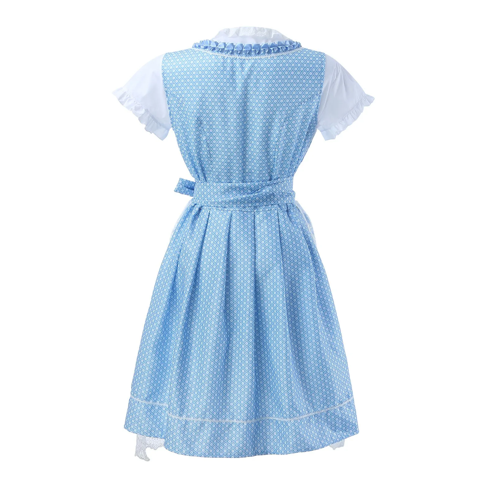 Women's Formal Dresses Germany Oktoberfest Transparent Lace Embroidery Lace Up Bownot Corset A-Line Blue Dress Retro Clubwear