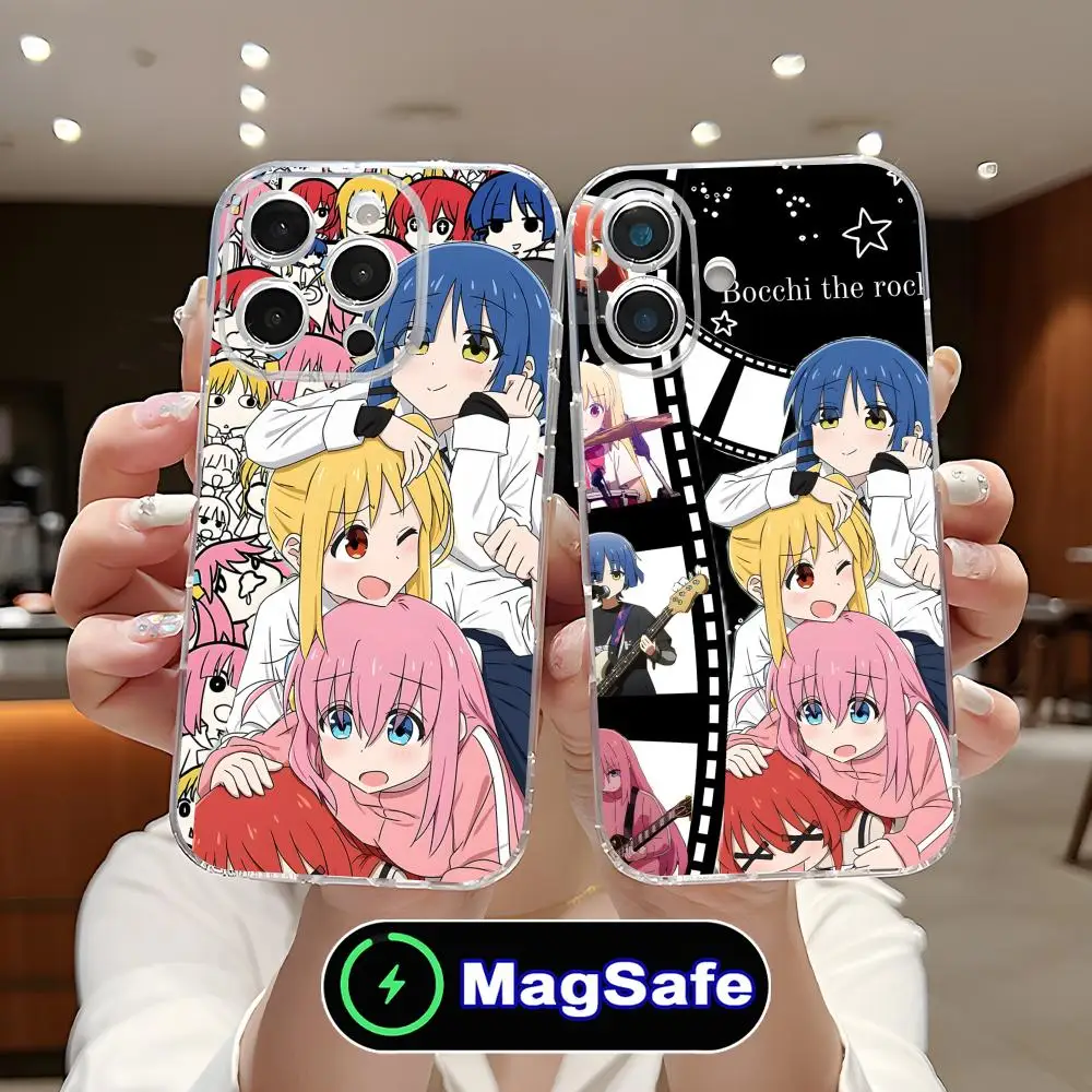 

Чехол для телефона Bocchi the Rock! (аниме) для iPhone 17 16 15 14 13 12 11 Air Pro Max Plus Mini, прозрачный, цветной, с поддержкой MagSafe, класса люкс
