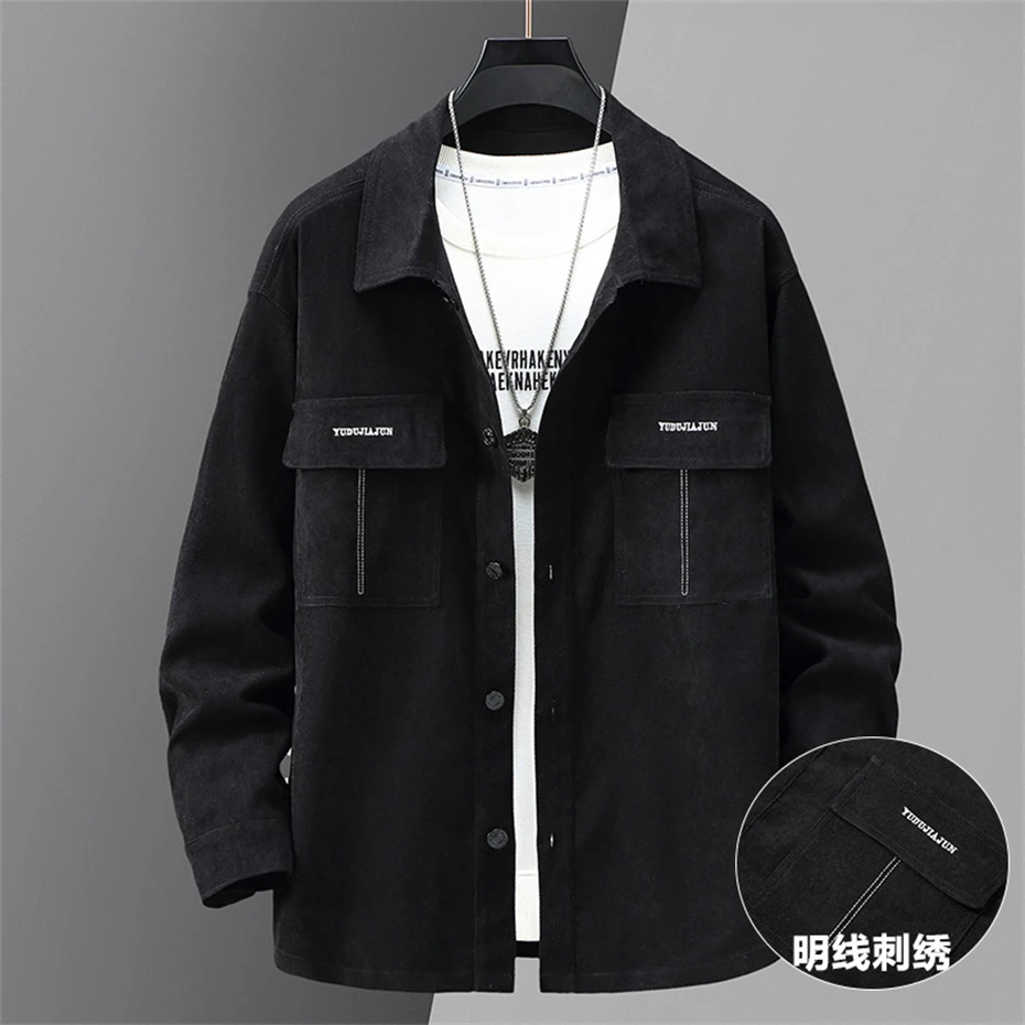 11XL 10XL Plus Size Jackets Men Button Cargo Jacket Coat Spring Autumn Embroidery Design Jackets Male Big Size Outerwear Black