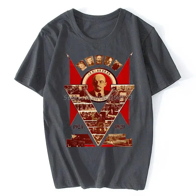 CCCP USSR Soviet Union Lenin T-shirt Moscow Russia Casual Short Sleeve Tshirt Poster Printing Cotton O Neck Tops Tees Streetwear