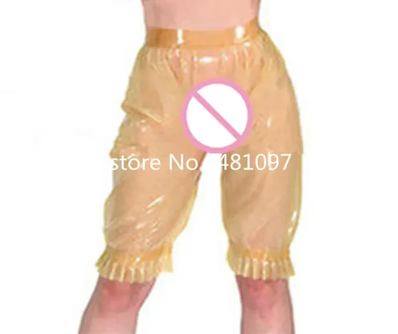

latex rubber Waterproof transparent lace shorts sexy Underwear Transparent Sexy Boxer Ruffle Hohe Taille Hosen