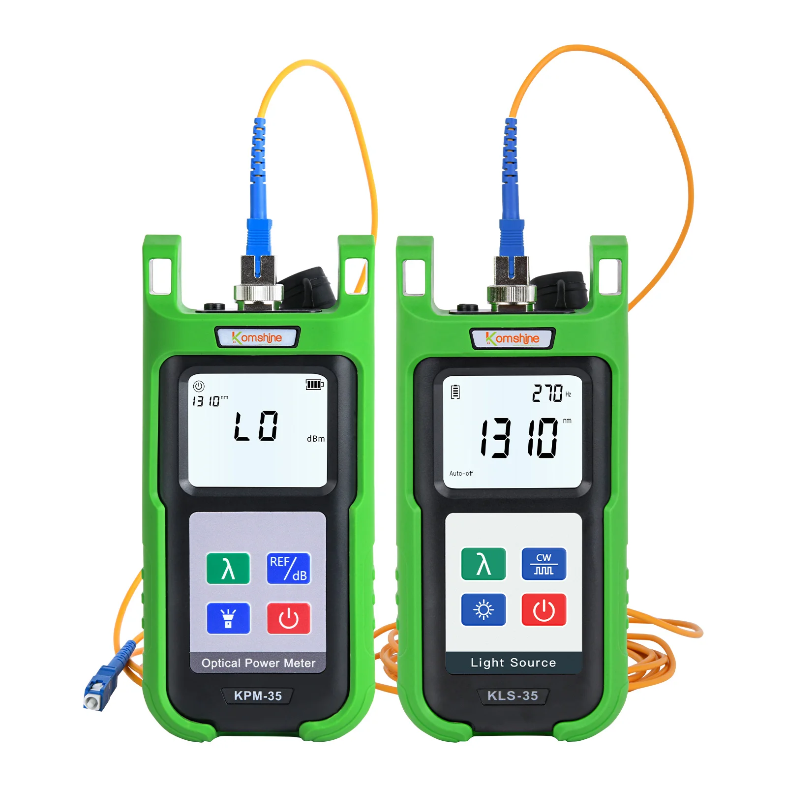 

Komshine Optical Power Meter KPM-35 -70~+10dBm 7 Wavelengths w/ Opitcal Light Source KLS-35-S 1310 1550nm FC + SC Adaptors