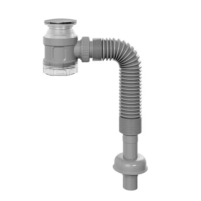 AS60-Bathroom Sink Drain Kit Featuring Flexible Expandable Pipe:Odor-Free, Backflow Prevention& Space-Saving Design