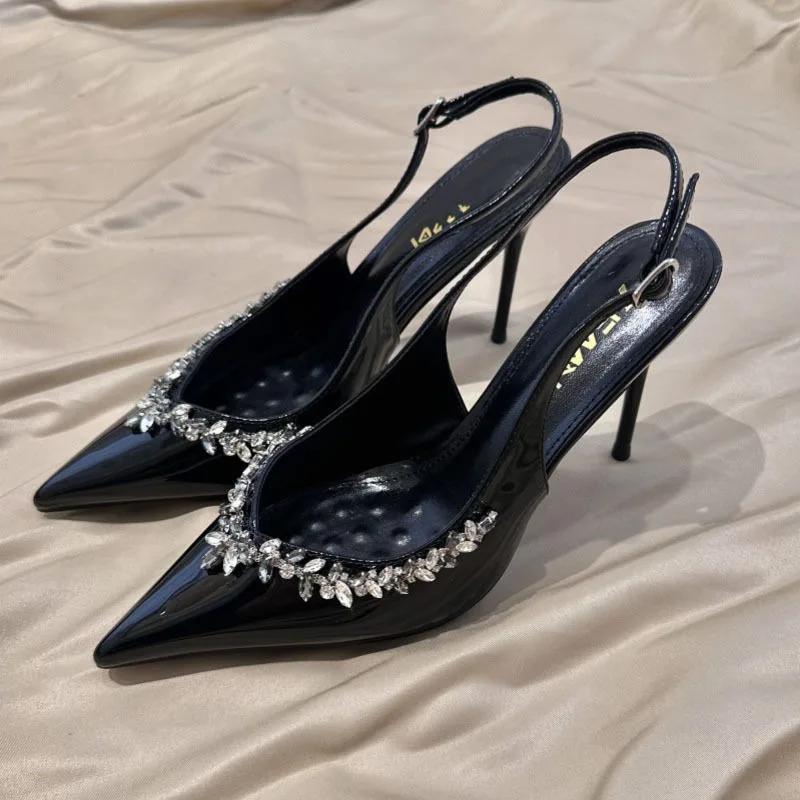 

Womens Temperament Elegant High Heels Classic Banquet Wedding Shoes Sexy Rhinestone Pointed Toe Women Sandals Sandalias De Mujer