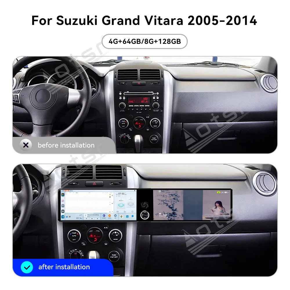 

For Suzuki Grand Vitara 2005-2014 12.3" Android 13 Screen Car Radio Car Multimedia Video Player GPS Navigation Carplay Unit DSP