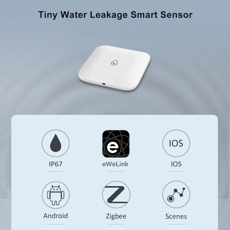 

Датчик утечки воды Zigbee 3.0 — сигнализация обнаружения затопления для умного дома, работает с eWeLink, Zigbee2MQTT и домашним помощником