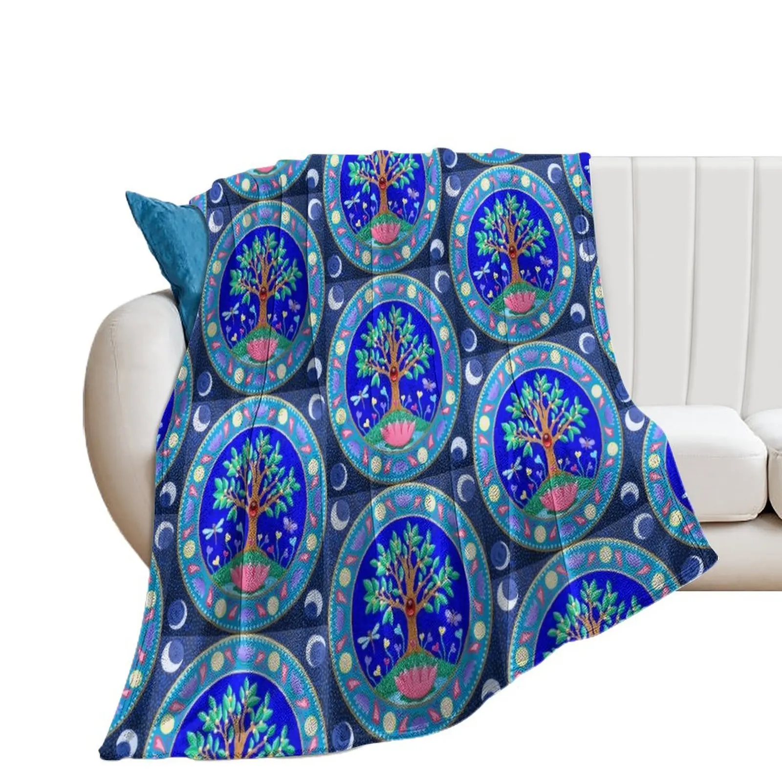 

Tree of Life and Love Mandala Throw Blanket Multi-Purpose Soft Beds Blankets