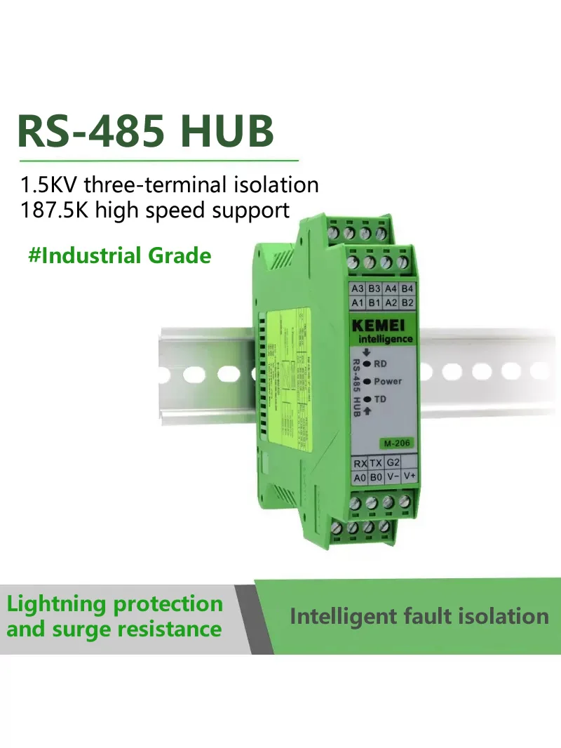 

RS485 HUB Sharer 4-port HUB 1 Divided Into 4 Channels RS232/RS485 Converter Optoelectronic Isolation M-206