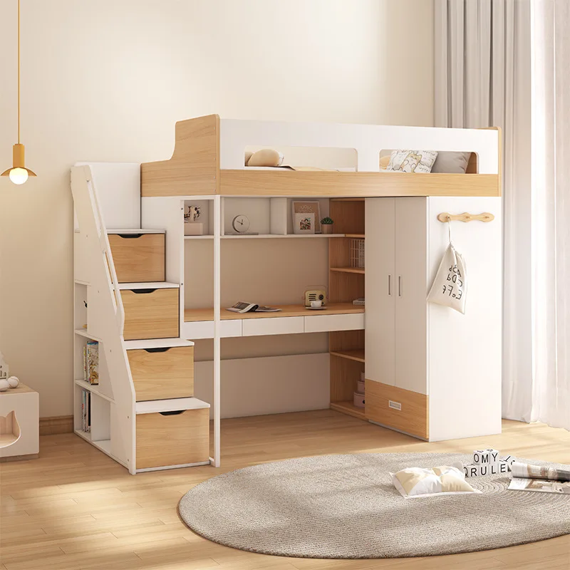 Multifunctional combination high and low with desk wardrobe bed