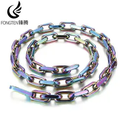 Fongten Geometric Rectangular Stainless Steel Men's Necklace Light Luxury Charm Choker Splicing Collarbone Chain Fashion Jewelry