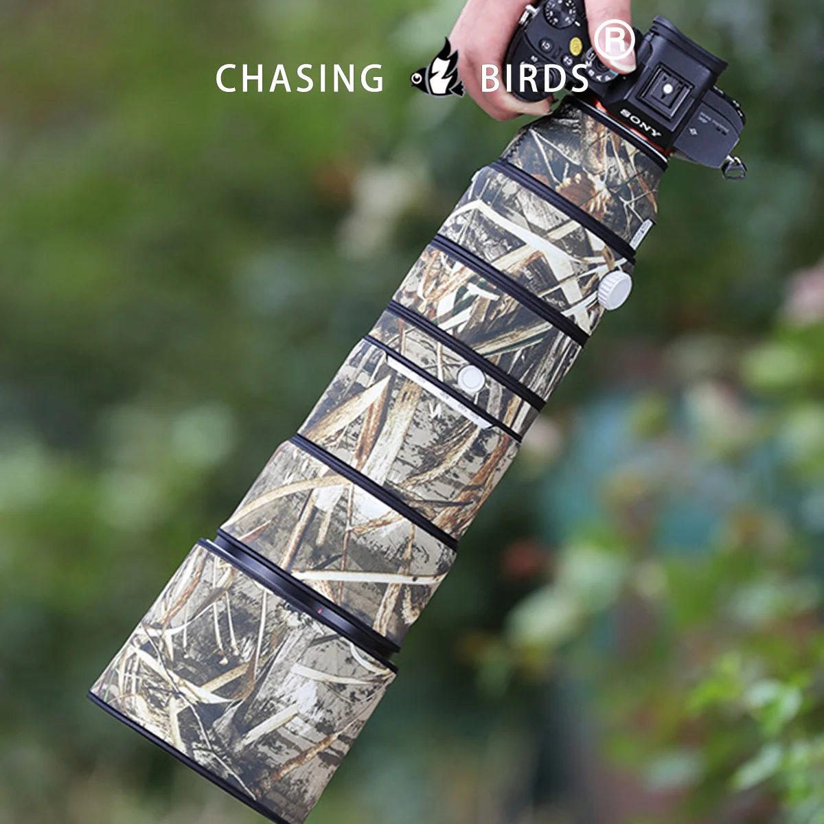 CHASING BIRDS camouflage lens coat for Sony 200-600 mm GM OSS waterproof and rainproof lens protective cover SEL 200600 lens bag