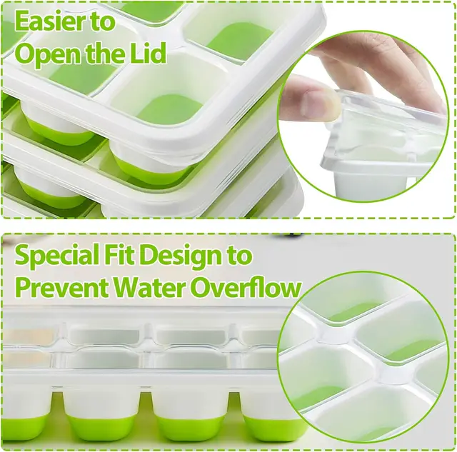 Ice Cube Tray Mold with Lid Silicone Square 14 Cube Easy Release Ice Cube Molds Summer Kitchen Bar DIY Iced Cocktail Freeze Tool 5