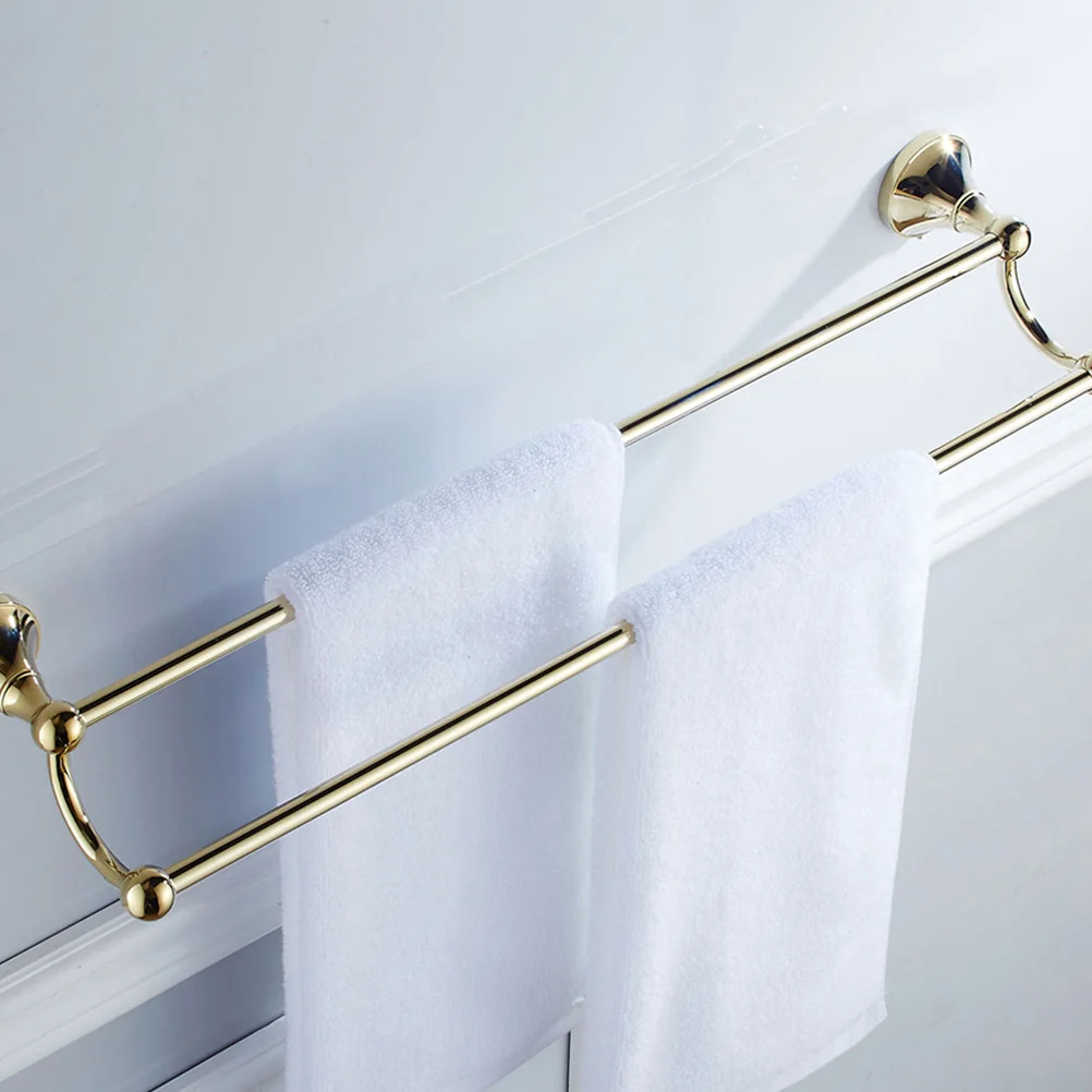 

1Pcs Double Rod Towel Rack Brass Wall Mounted Storage for Bathroom Kitchen Laundry Room Easy Install Scratch Resistant Corrosion