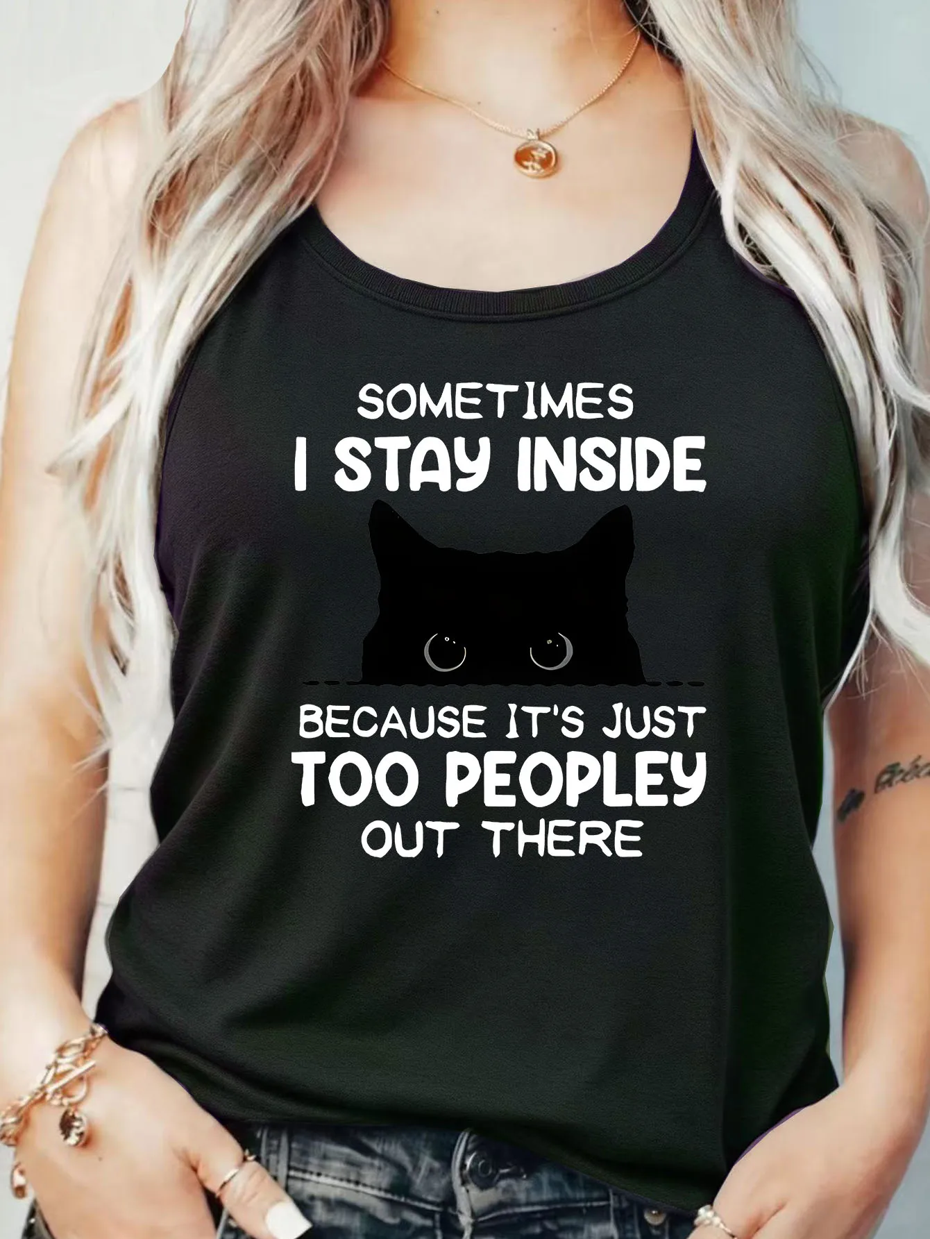 

Loose Fit Printed Pocket T-Shirt for Women with Ribbed Collar round Neck 1-8XL plus Size Comfortable Casual Vest