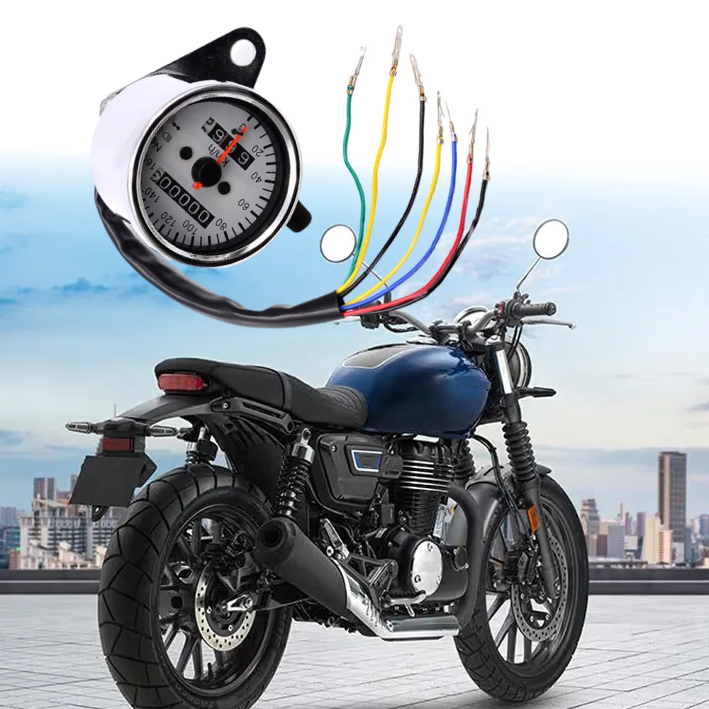 

Universal Motorcycle Speedometer Odometer Tachometer Gauge LED Backlight Dual Speed Speed Meter For Honda Cafe Racer