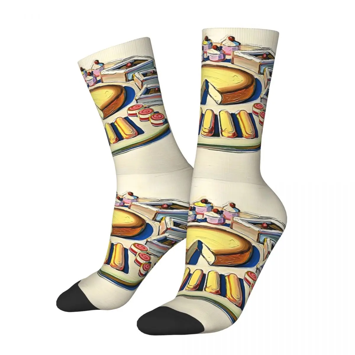 Funny Happy Men's compression Socks Cake Retro Harajuku Wayne Thiebaud Street Style Novelty Pattern Crew Crazy Sock Gift Printed