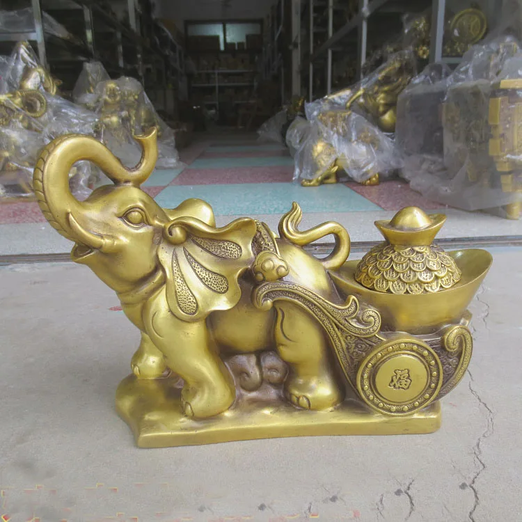 Large HOME company Shop Business art Good luck Mascot thriving business FU Fortune Elephant brass Decorative sculpture