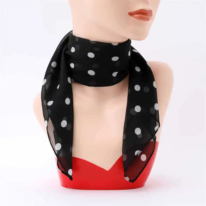 Summer Big Round Dot Small Silk Scarf Square Scarf Female Letter Silk Scarf Dance Scarf Korean Version Auntie Small Square Scarf