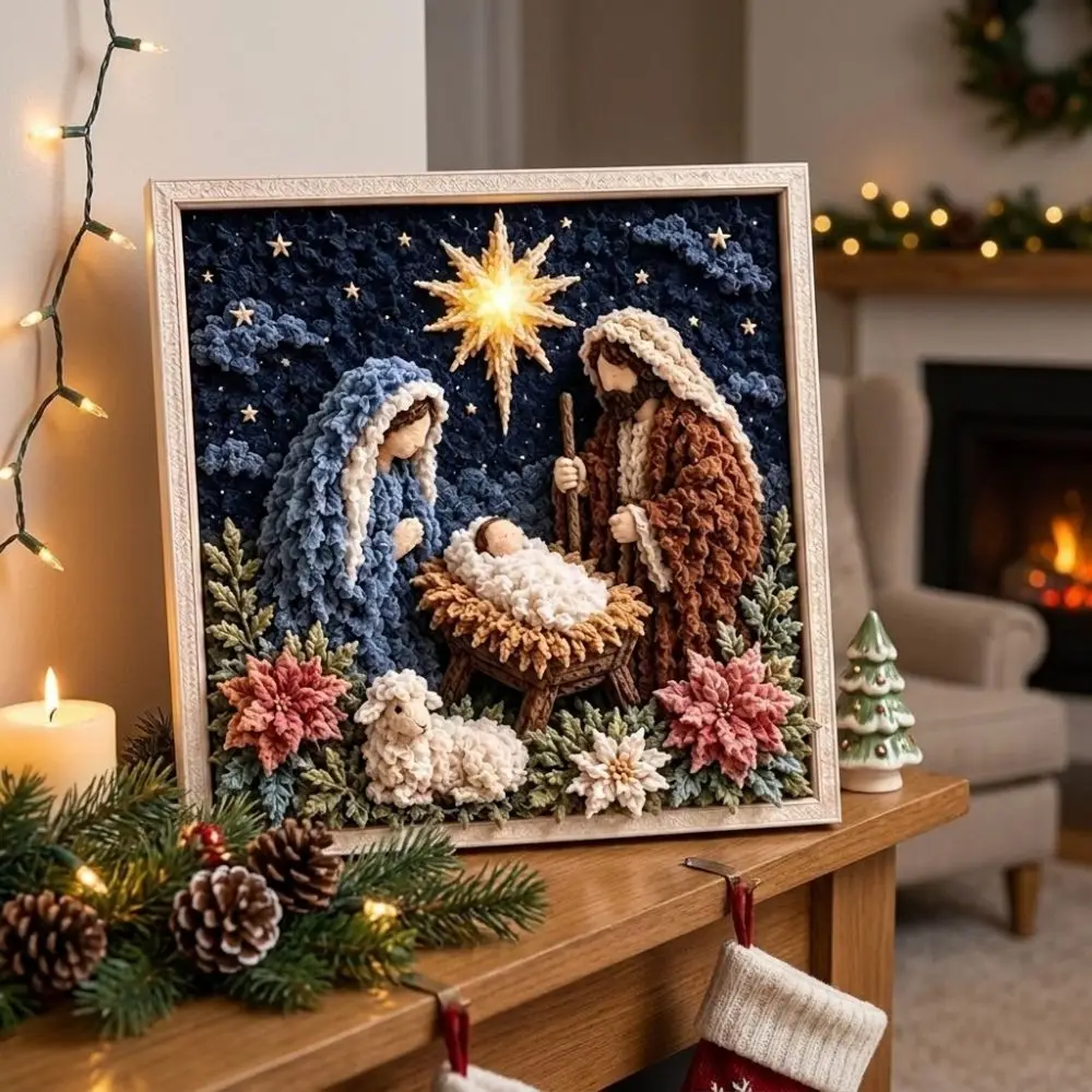Christian Themed 3D Christian Fabric Poke Art Kit Religious Faith Educational Religious DIY Craft Supply Kit Wall Hanging Cross