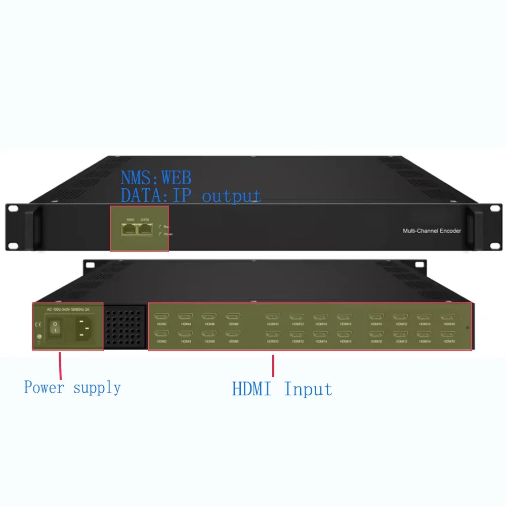 High Quality Broadcast TV Equipment HD to IP 2 4 8 16 24 Channel Audio Video Encoder Converter