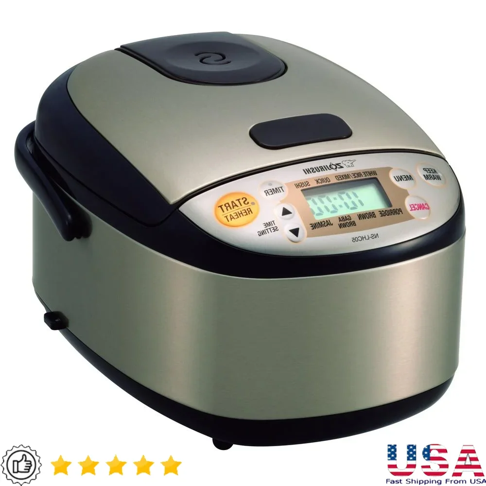 Micom Rice Cooker Warmer 3 Cups Uncooked Triple Heater White Sushi Mixed Porridge Quick Cooking Retactable Cord Washable Lid