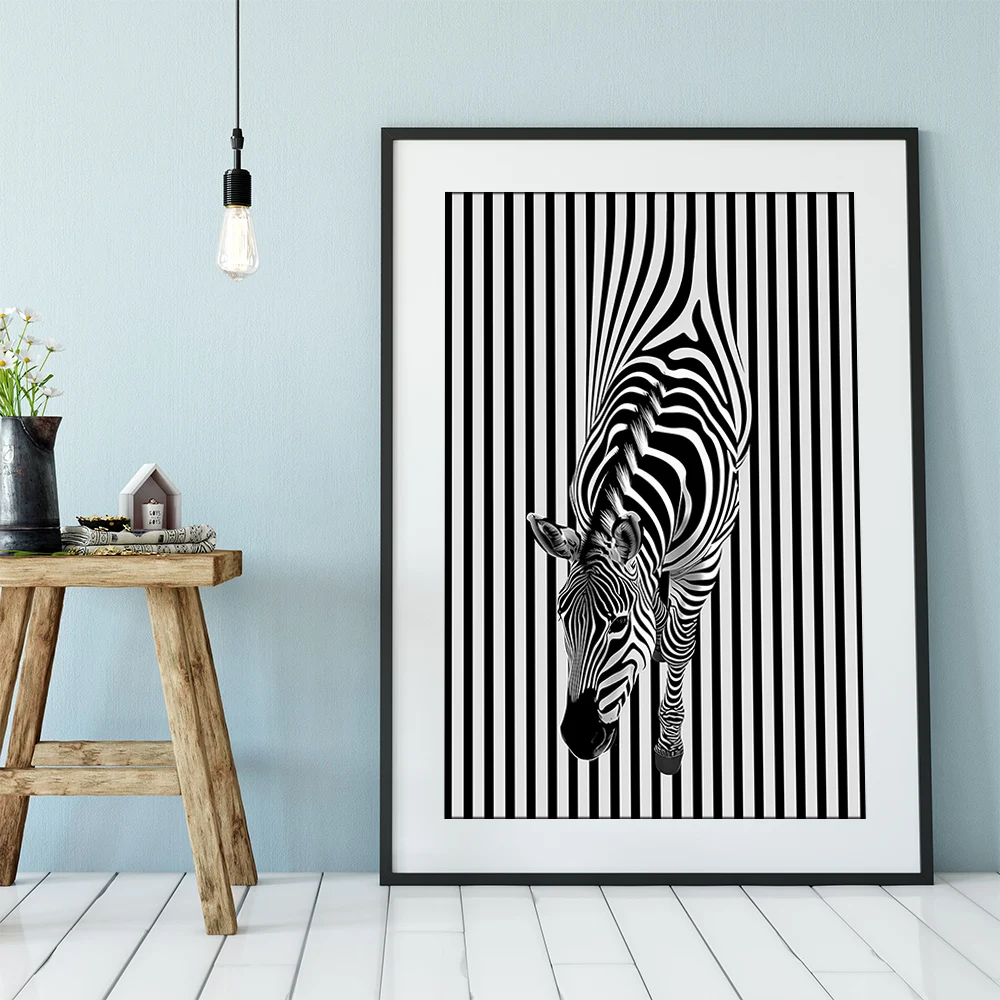 Zebra Stripes Canvas Painting Wall Art Poster Print Abstract Animal Wall Picture Illustration Room Decoration Accessories