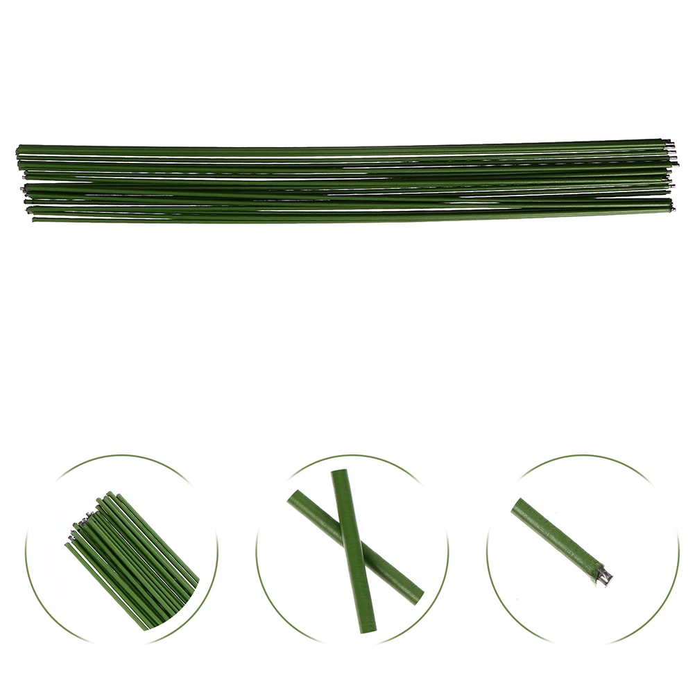 

50 Pcs Iron Wire Support Frame Plants Garden Flower Arrangements Green Indoor Stakes
